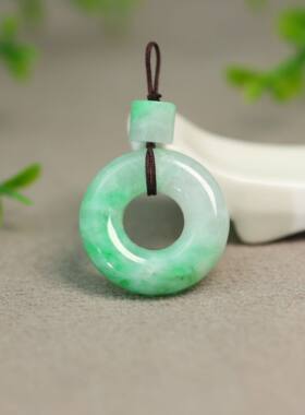 #L438冰种飘阳绿缅甸天然A货翡翠平安扣小环吊坠挂坠