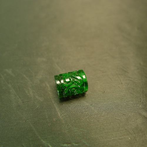 天然A货翡翠圆柱形管珠雕花桶珠