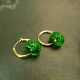 J443 18K金圈镶嵌满色辣绿缅甸天然A货翡翠雕花圆环耳坠耳扣款
