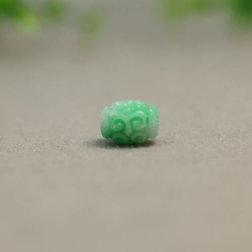 翡翠雕花路路通桶珠腰鼓珠子