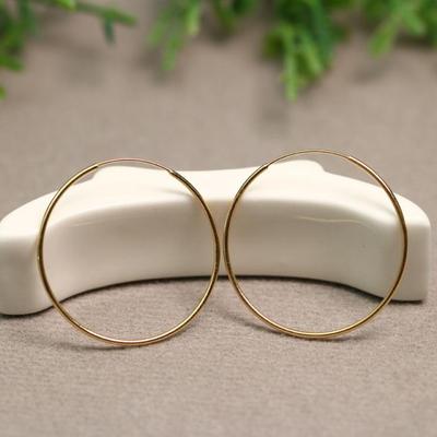 一对18K金大金圈万能耳圈素圈