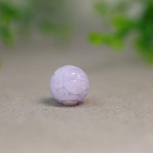 糯底紫色缅甸天然翡翠雕花珠子