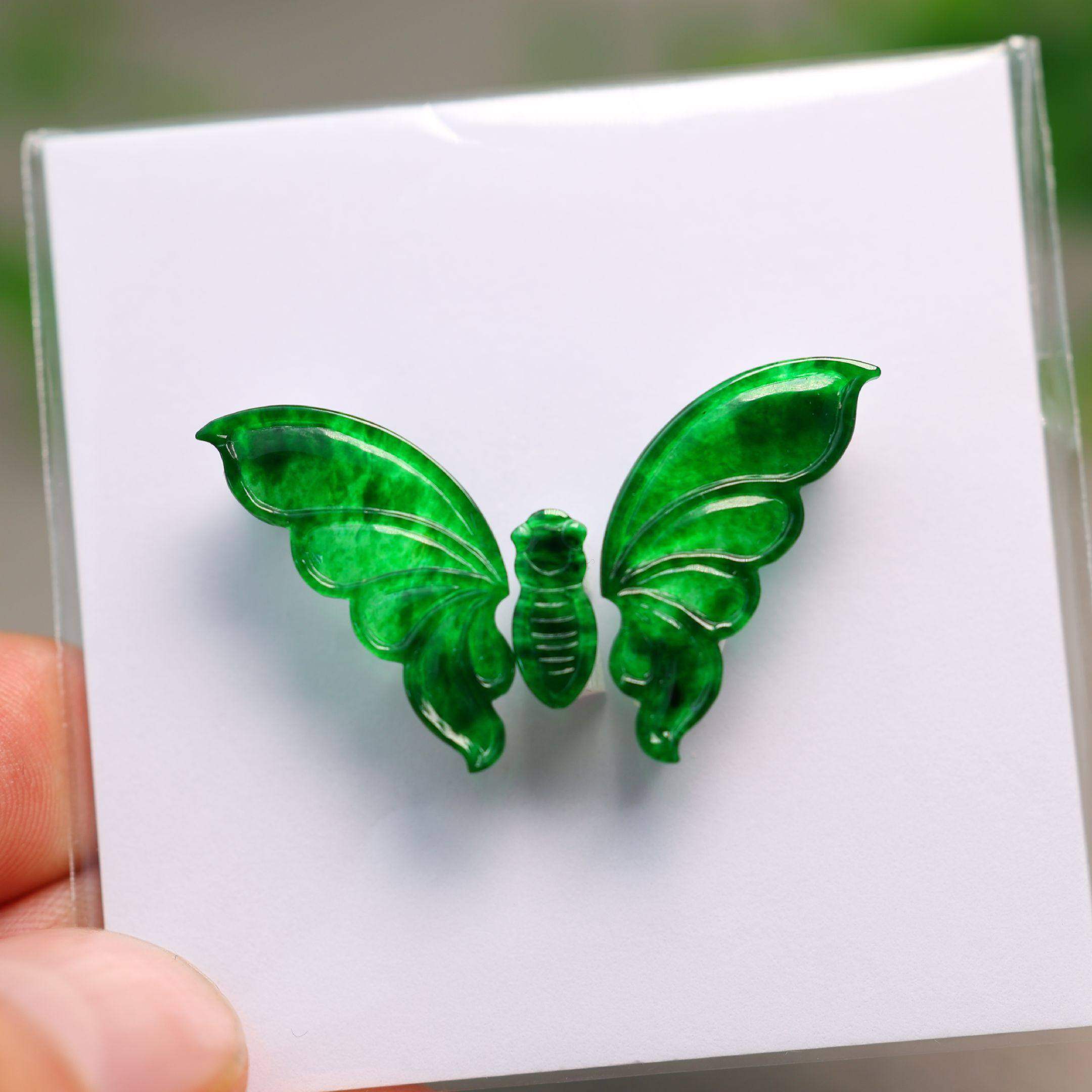 #K467老坑冰种满色辣绿缅甸天然A货翡翠蝴蝶翅膀 镶嵌胸针裸石,珠宝/钻石/翡翠,翡翠裸石/蛋面,淘宝优惠券,粉丝福利购,淘宝优惠卷
