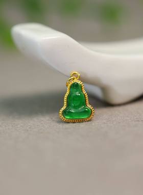 #K856 18K金镶嵌冰种满绿缅甸天然A货翡翠观音锁骨链吊坠