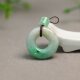 I318 糯种飘阳绿天然A货翡翠平安扣小环吊坠挂坠