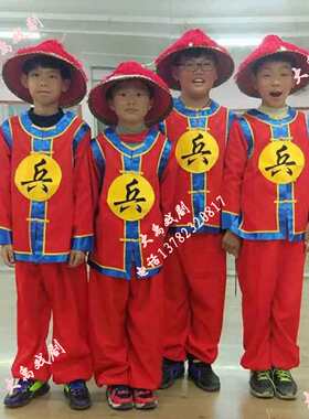 清朝士兵古装儿童演出服