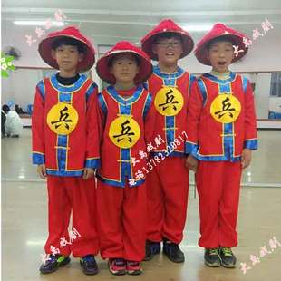 清朝衙役清兵捕头侍卫士兵官兵古装 儿童表演服 演出服轿夫服装