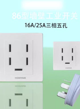 杭州鸿雁插座工业三相五线440V/380V带接地插头T5-16A25A插头插座