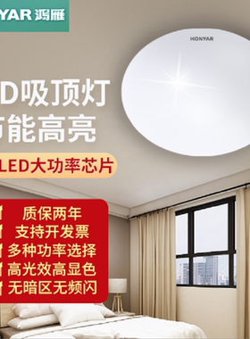 鸿雁吸顶灯LED灯具12W18W24W现代雷达感应工程防潮防尘三防灯应急