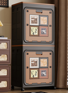 中古风家居翻盖式前开门衣物玩具收纳箱超厚大容量复古艺术摆件箱