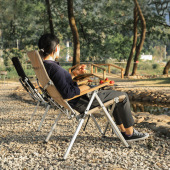 户外大号折叠椅铝合金半躺沙滩椅靠背椅钓鱼椅美术写生椅野餐便携
