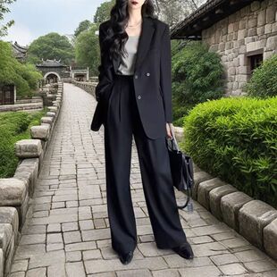 阔腿裤 胖mm200斤大码 女休闲减龄职业西服正装 套装 两件套 高端西装