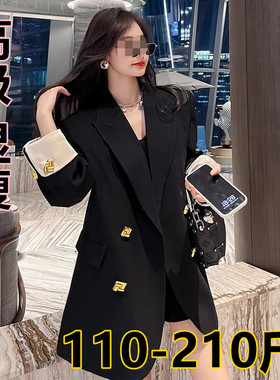MX01-大码黑色西装外套女2024年秋新款宽松气质通勤休闲西服上衣