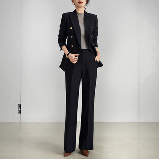 胖MM大码西装外套女西服外套面试工作服主持人职业装微喇裤套装女