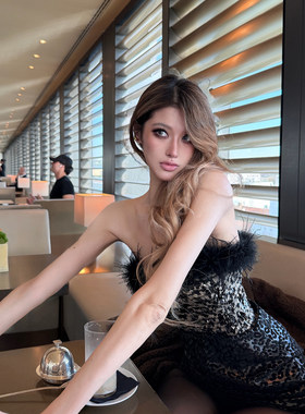 加厚豹纹绒感简约皮裙半裙半裙女