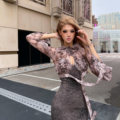 薄如蝉翼清透薄短款绑带防晒衬衫