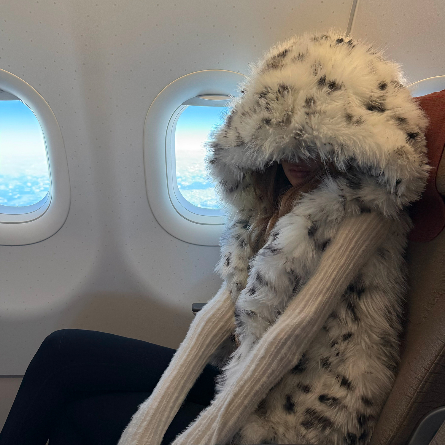 山猫纹超仿真加厚皮草连帽马甲女