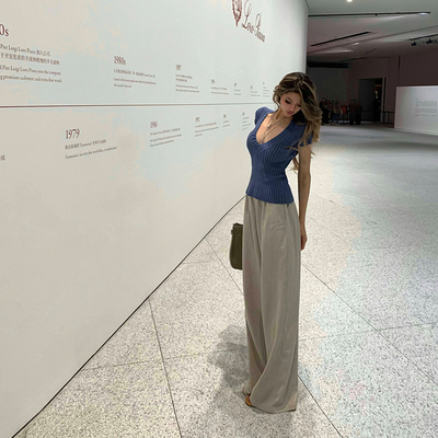 老钱风亚麻材质超舒服透气阔腿裤