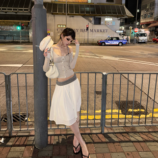 PrettyDragon老钱风亚麻中长款宽松舒适气质垂感半裙裙裤女半身裙