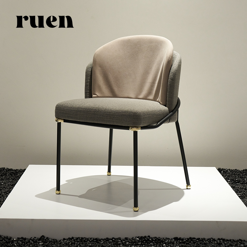 如恩 意式轻奢极简风格餐椅餐厅凳子金属餐凳设计师小椅子 GY273