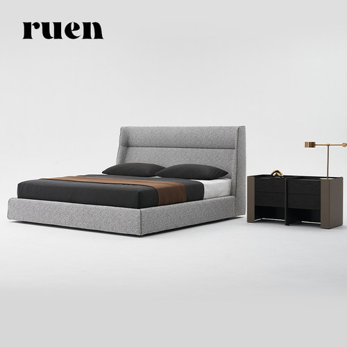 如恩意式极简双人布艺床