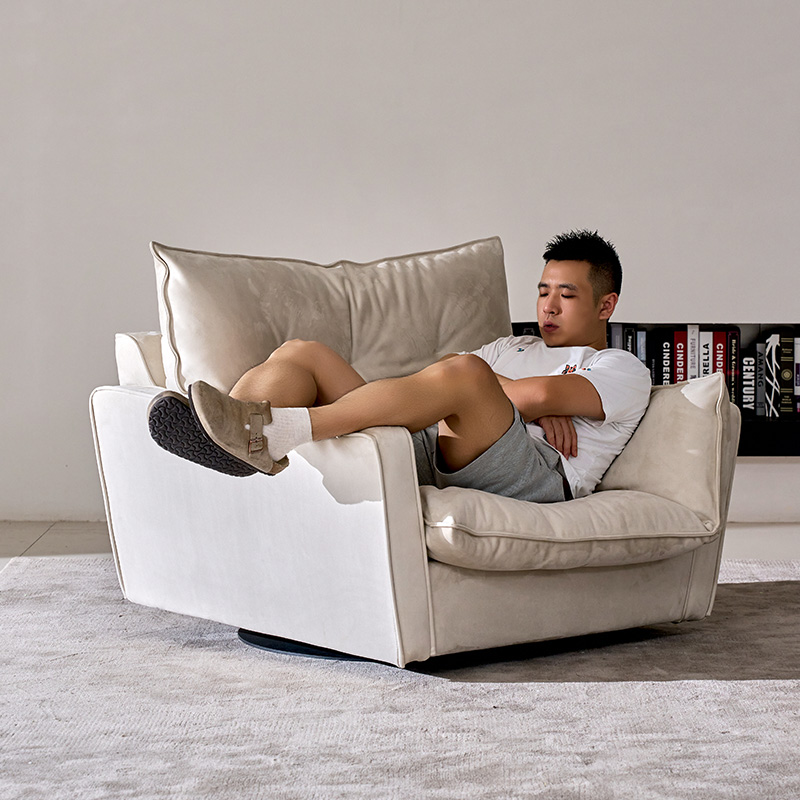 如恩单人沙发磨砂布慵懒风