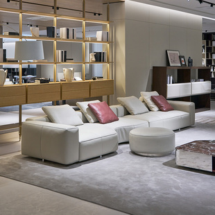 如恩意式极简风格伊夫沙发大组合直排真皮沙发别墅大平层组合沙发