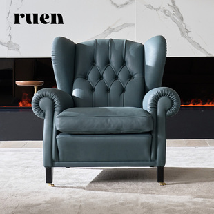 如恩1919雪茄椅全真皮单人沙发别墅高端设计师休闲椅经典 CF034 款
