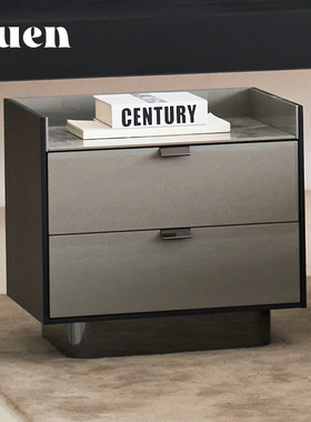 如恩Darren意式极简风格床头柜设计师储物卧室带双抽屉 CTG-YH268