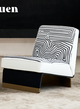如恩Greta格丽塔单椅意式轻奢风格休闲椅黑白斑马纹沙发单椅CF099