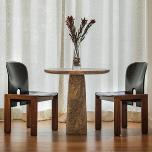 如恩 Scarpa121 斯卡帕121餐椅 中古风硬皮餐椅 老钱风马鞍皮餐椅