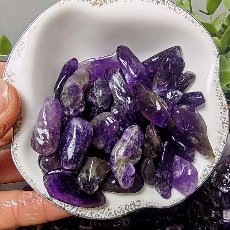 100G 가격 천연 자수정 자갈 장식품 개 치아 자수정 수조 돌 분재 돌 정원 장식