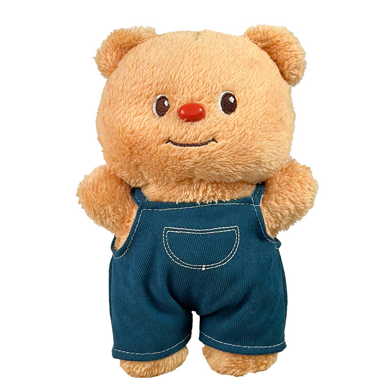 可爱奶油小熊毛绒玩具牛仔背带裤挂件超萌公仔布偶