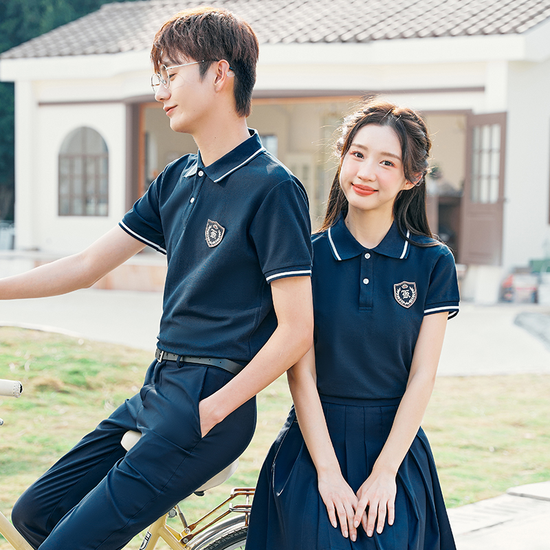男女同款学院polo衫短袖T恤幼师园服制服校园学生运动毕业班服夏