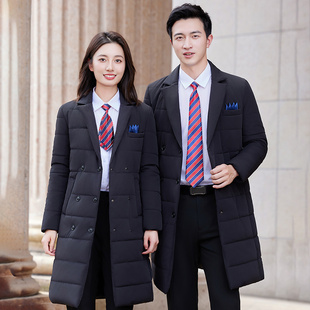 西装领外套棉服工作服男女行政职业棉衣双排扣冬前台接待工装棉袄