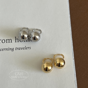 葛小花韩国进口耳钉现货金球银球耳环东大门优雅气质通勤自留耳饰