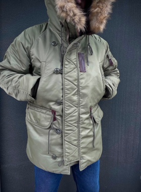 可刀纯原地勤服N3B飞行服棉服真毛领中长款棉衣羊毛毡棉服配牛皮