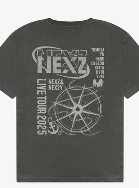 NEXZ LIVE TOUR 2025 ONE BITE明星tee复古水洗圆领短袖T恤半袖衫