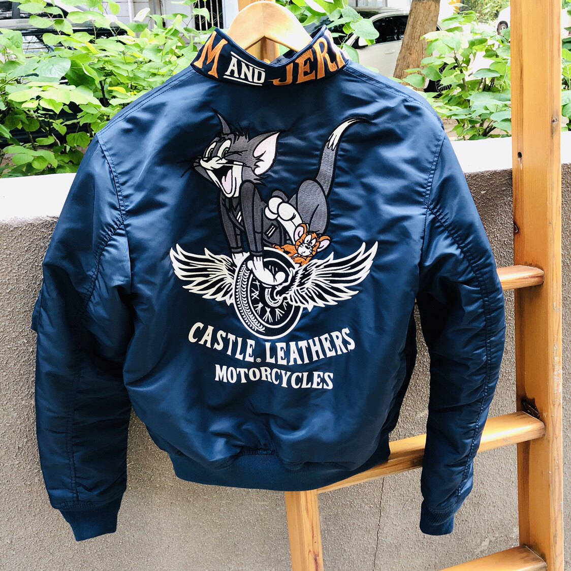 飞行古堡摩托机车棉服45P飞行夹克