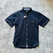 衬衫 衫 撞色门襟 珠地半袖 Beams日本订单polo衫 孤品藏蓝色翻领短袖