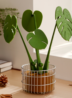 高级感龟背竹隔热垫杯垫创意餐桌摆件仿真绿植植物盆栽磁吸防烫垫