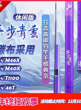 细硬峰平步青云休闲版M46X+M40X+T1100+46T高碳钓竿3.5H鱼竿手竿