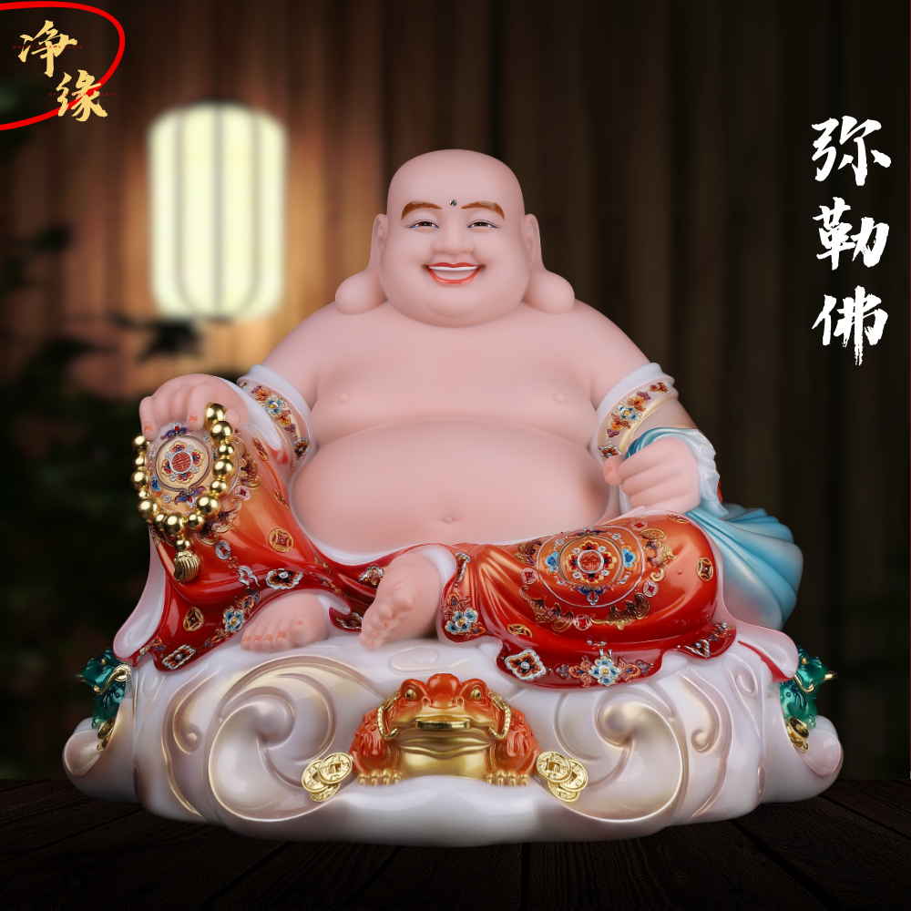 汉白玉宽体弥勒佛大肚开心笑佛家用供奉弥勒佛菩萨神像办公室摆件
