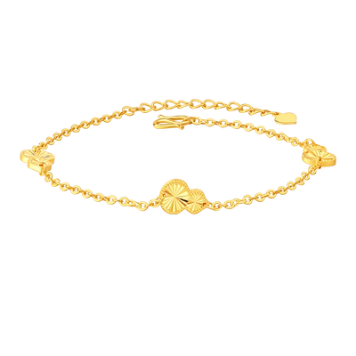 999足金老庙小福禄车花葫芦手镯