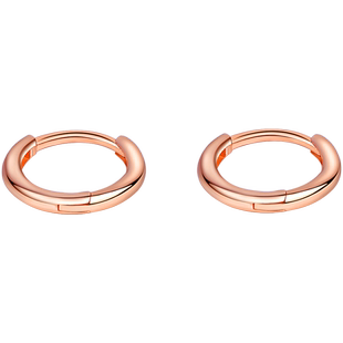 老庙黄金彩金耳饰18K金耳饰玫瑰金光面圈耳环情侣送礼物官方正品