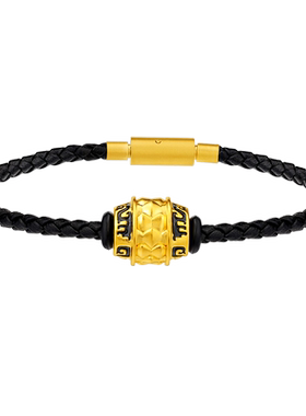 老庙金鎏彩坚韧龙鳞龙纹转珠手绳