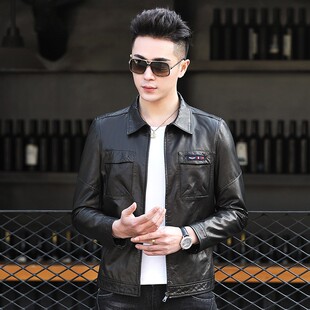 真皮男款皮外套头层山羊皮海宁春秋商务休闲男装时尚潮流时尚百搭