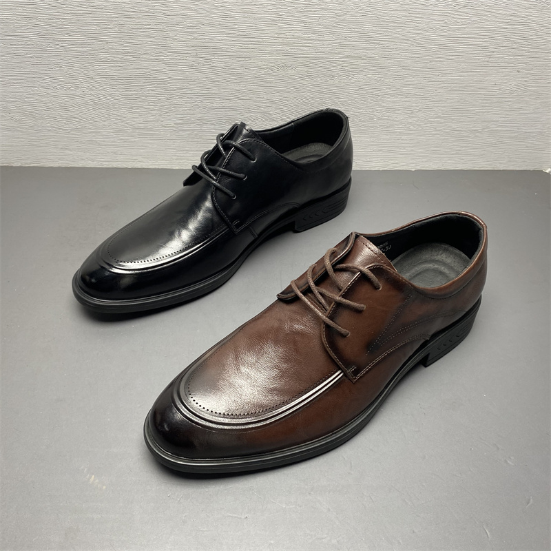 时尚低跟系带商务正装皮鞋