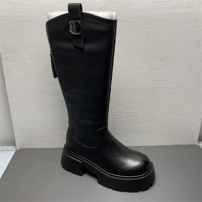 长筒靴圆头高跟加绒时装靴