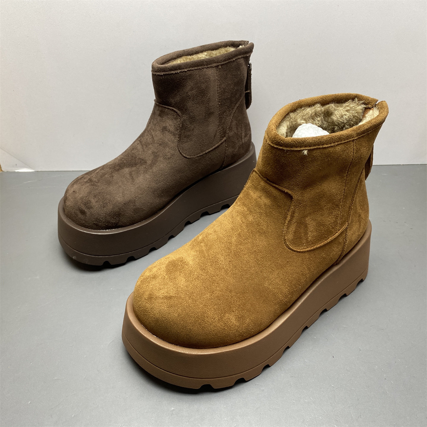 品牌断码真皮靴子女2025新款冬款牛反绒短靴圆头松糕底保暖雪地靴,女鞋,时尚雪地靴,淘宝优惠券,粉丝福利购,淘宝优惠卷